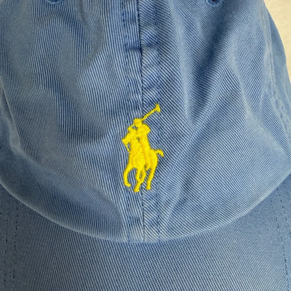 Polo Ralph Lauren Baseball Cap Blue Yellow Pony Logo Adjustable Cotton Hat Strap